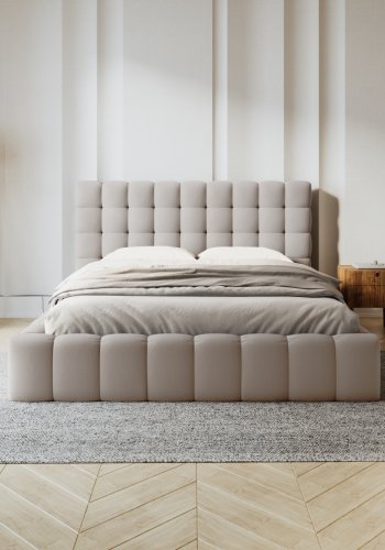 MICADONI  Opbevaringsseng med sengegavl, 