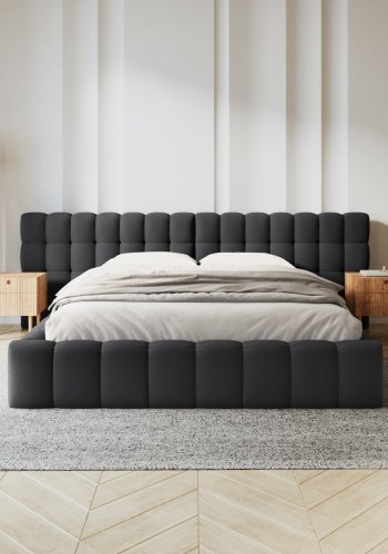 MICADONI  Opbevaringsseng med dobbelt sengegavl, 