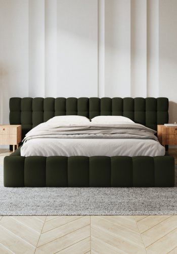 MICADONI  Opbevaringsseng med dobbelt sengegavl, 