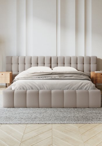 MICADONI  Opbevaringsseng med dobbelt sengegavl, 