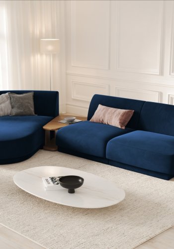 MICADONI  Velvet Left Modular Sofa, 