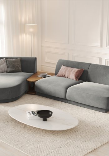 MICADONI  Velvet Left Modular Sofa, 