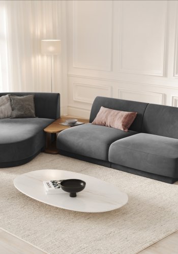 MICADONI  Velvet Left Modular Sofa, 