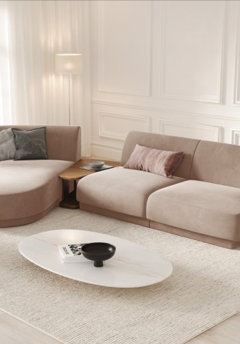 MICADONI  Velvet Left Modular Sofa, 