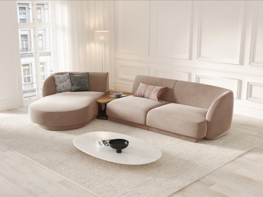 MICADONI  Velvet Left Modular Sofa, 