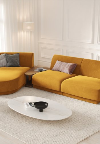 MICADONI  Velvet Left Modular Sofa, 