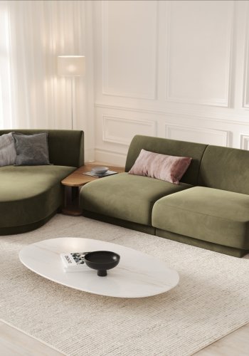 MICADONI  Velvet Left Modular Sofa, 