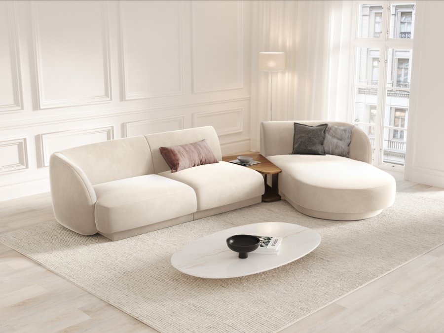 MICADONI  Velvet Right Modular Sofa, 