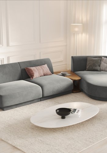 MICADONI  Velvet Right Modular Sofa, 