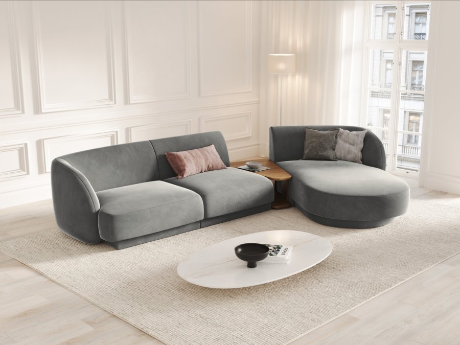 MICADONI  Velvet Right Modular Sofa, 