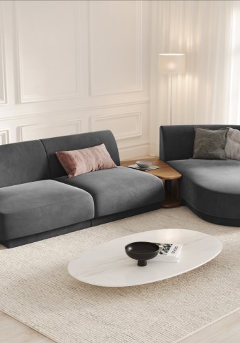 MICADONI  Velvet Right Modular Sofa, 