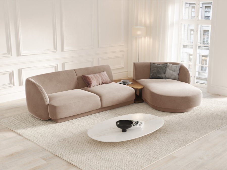 MICADONI  Velvet Right Modular Sofa, 