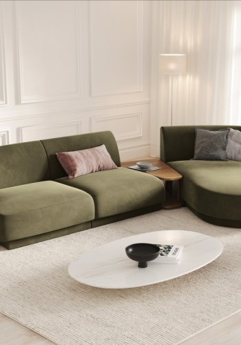 MICADONI  Velvet Right Modular Sofa, 