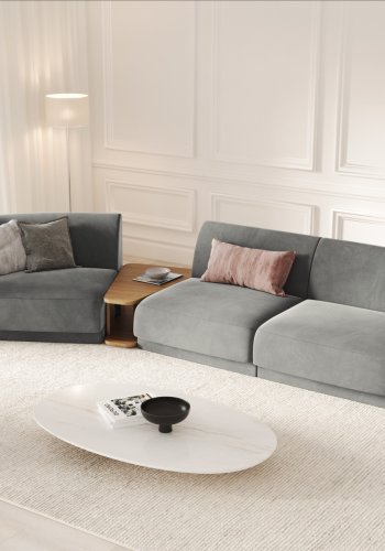 MICADONI  Velvet Left Modular Sofa, 