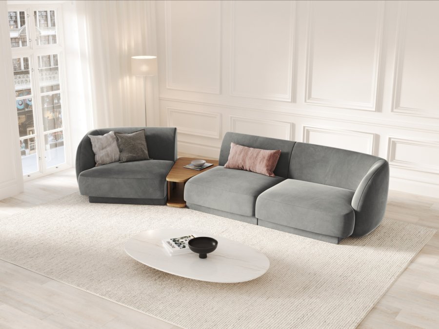 MICADONI  Velvet Left Modular Sofa, 