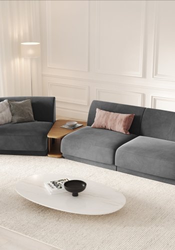 MICADONI  Velvet Left Modular Sofa, 