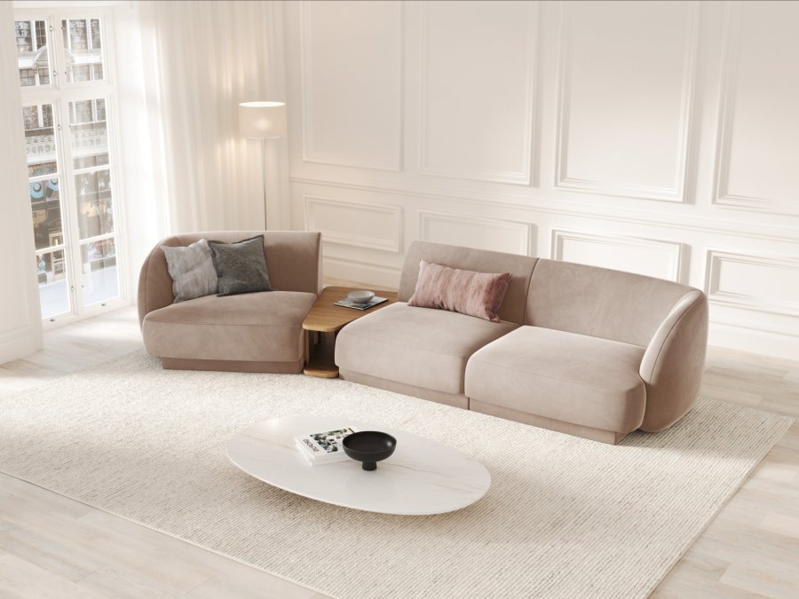 MICADONI  Velvet Left Modular Sofa, 