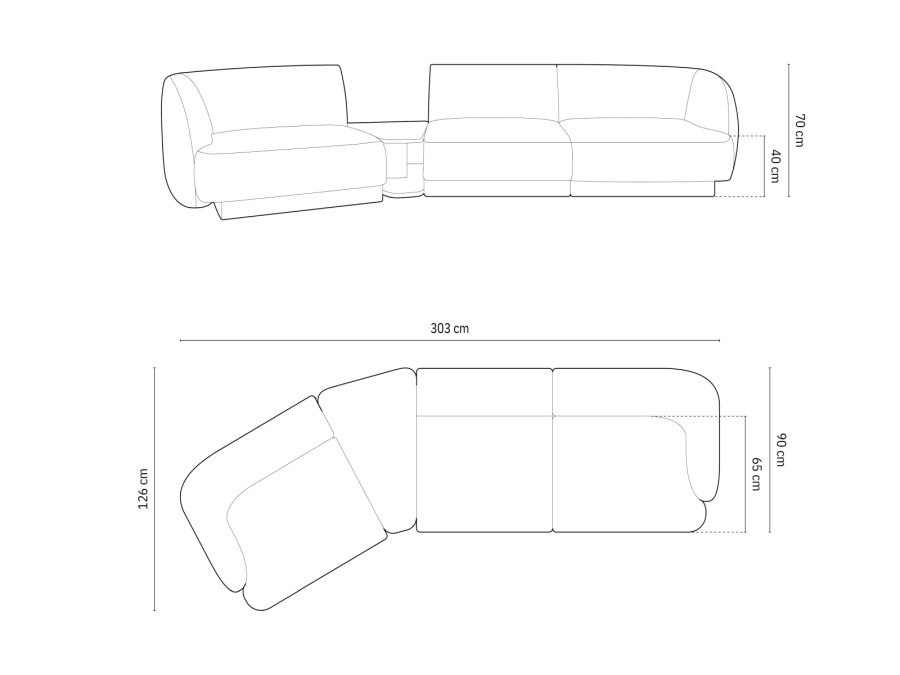 MICADONI  Velvet Left Modular Sofa, 