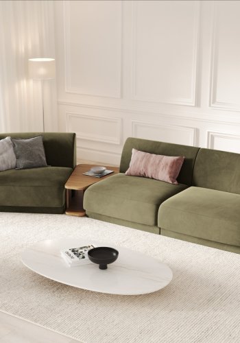 MICADONI  Velvet Left Modular Sofa, 