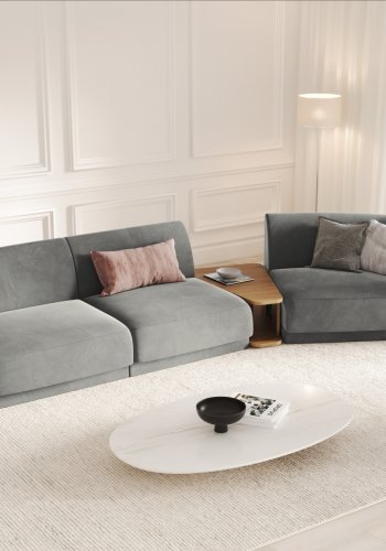 MICADONI  Velvet Right Modular Sofa, 