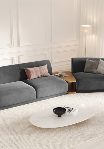 MICADONI  Velvet Right Modular Sofa, 