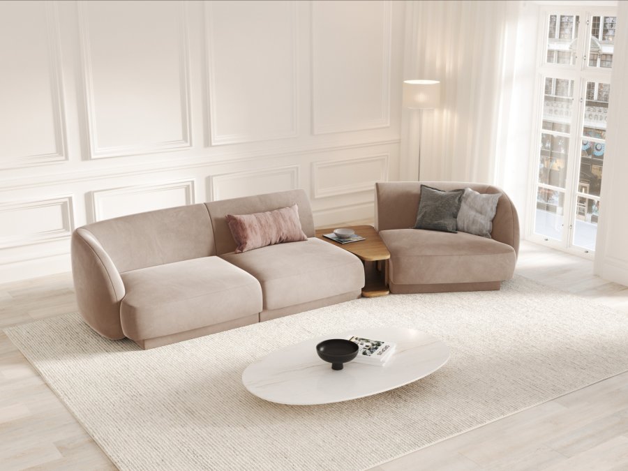 MICADONI  Velvet Right Modular Sofa, 