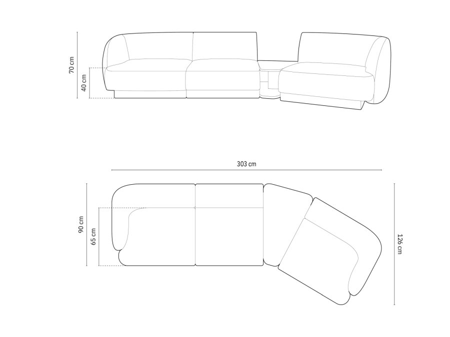 MICADONI  Velvet Right Modular Sofa, 