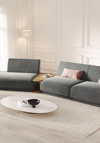 MICADONI  Velvet Left Modular Sofa, 