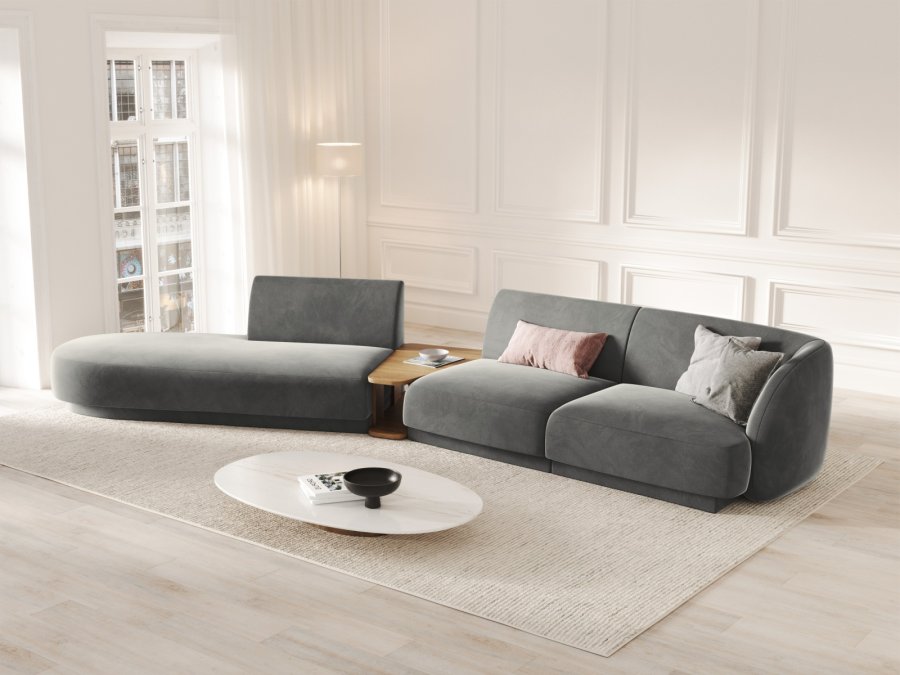 MICADONI  Velvet Left Modular Sofa, 