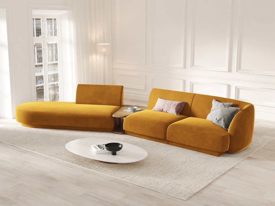 MICADONI  Velvet Left Modular Sofa, 