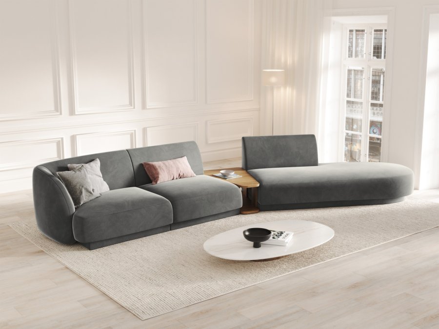 MICADONI  Velvet Right Modular Sofa, 