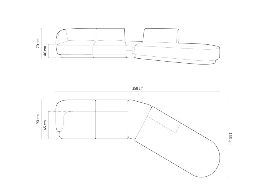 MICADONI  Velvet Right Modular Sofa, 