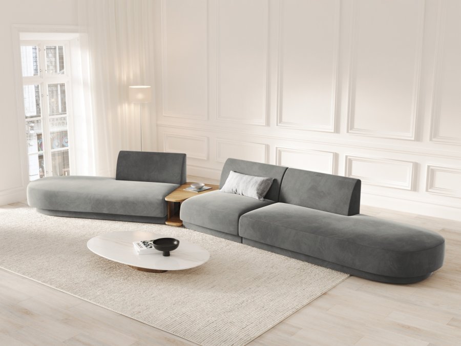 MICADONI  Velvet Left Modular Sofa, 