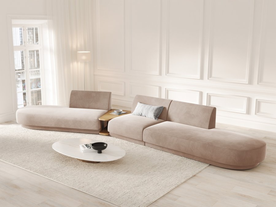 MICADONI  Velvet Left Modular Sofa, 
