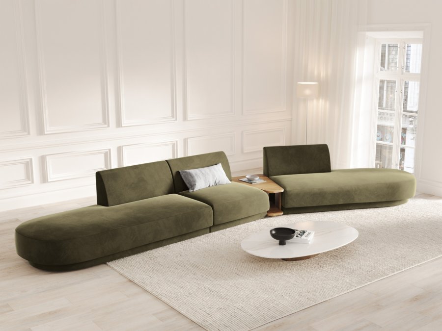MICADONI  Velvet Right Modular Sofa, 