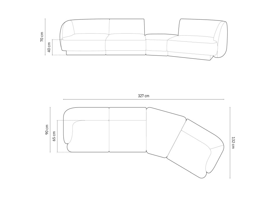 MICADONI  Velvet Right Modular Sofa, 