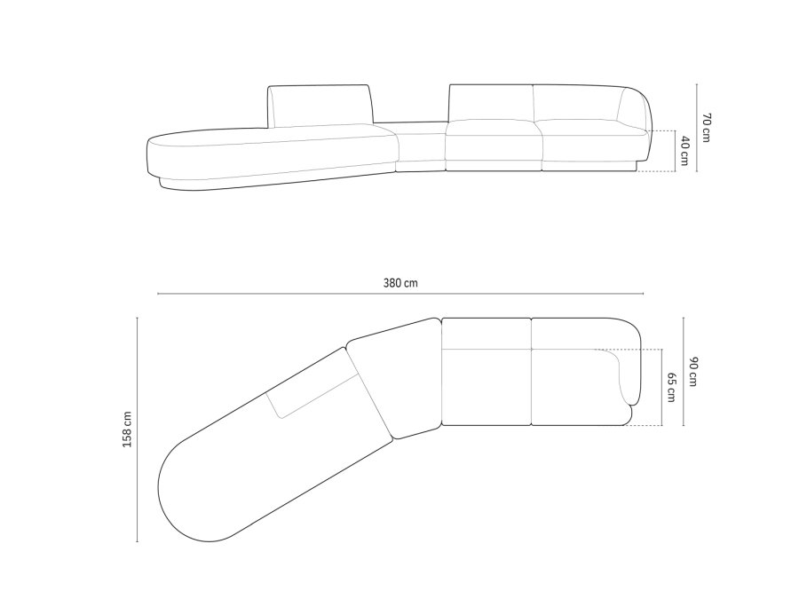 MICADONI  Velvet Left Modular Sofa, 