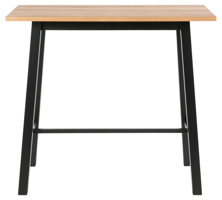 ACT NORDIC Chara rektangulr barbord, Top vild eg olieret egefiner, Stel mat sort NC lak egefiner med fodsttte og planker, 117x58x105 cm