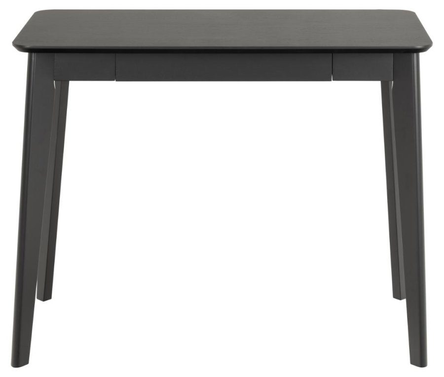 ACT NORDIC Roxby rektangulr skrivebord, Top mat sort acryl lak egefiner, Skuffe og Stel mat sort acryl lak gummitr, 100x50x75 cm