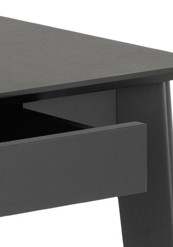 ACT NORDIC Roxby rektangulr skrivebord, Top mat sort acryl lak egefiner, Skuffe og Stel mat sort acryl lak gummitr, 100x50x75 cm