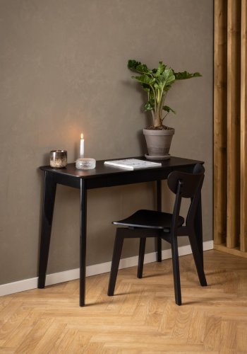 ACT NORDIC Roxby rektangulr skrivebord, Top mat sort acryl lak egefiner, Skuffe og Stel mat sort acryl lak gummitr, 100x50x75 cm