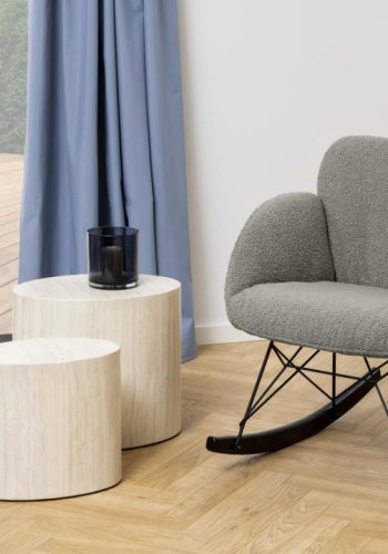 ACT NORDIC Kelsey gyngestol, Orson stof grbrun 60, slde Stel mat sort NC lak bg og mat sort ru pulverlakeret stl med lynls