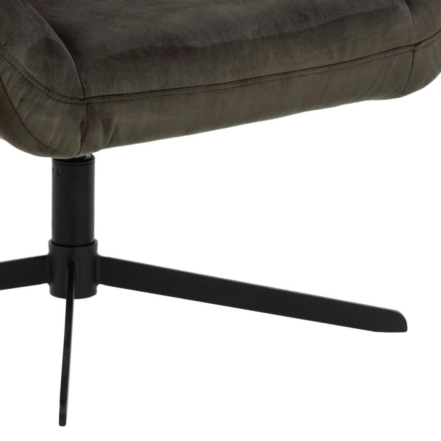 ACT NORDIC Paris hvilestol, Vic stof grbrun 73AC, 4-stjernet Stel mat sort ru pulverlakeret stl med drejefunktion, firkantet syning og lynls, 73x76x89 cm
