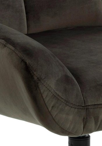 ACT NORDIC Paris hvilestol, Vic stof grbrun 73AC, 4-stjernet Stel mat sort ru pulverlakeret stl med drejefunktion, firkantet syning og lynls, 73x76x89 cm