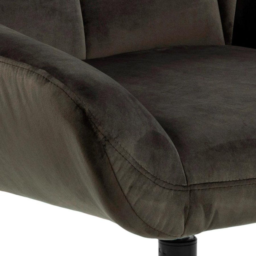 ACT NORDIC Paris hvilestol, Vic stof grbrun 73AC, 4-stjernet Stel mat sort ru pulverlakeret stl med drejefunktion, firkantet syning og lynls, 73x76x89 cm