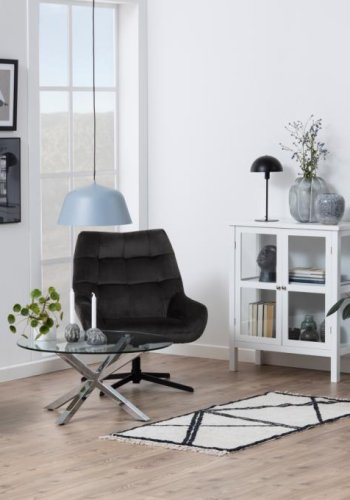 ACT NORDIC Paris hvilestol, Vic stof grbrun 73AC, 4-stjernet Stel mat sort ru pulverlakeret stl med drejefunktion, firkantet syning og lynls, 73x76x89 cm