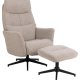 ACT NORDIC London recliner med fodskammel, Monza stof beige 60, 5-stjernet Stel mat sort ru pulverlakeret stl med horisontal syning og manuel udlser