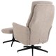 ACT NORDIC London recliner med fodskammel, Monza stof beige 60, 5-stjernet Stel mat sort ru pulverlakeret stl med horisontal syning og manuel udlser