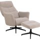 ACT NORDIC London recliner med fodskammel, Monza stof beige 60, 5-stjernet Stel mat sort ru pulverlakeret stl med horisontal syning og manuel udlser