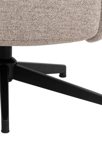 ACT NORDIC London recliner med fodskammel, Monza stof beige 60, 5-stjernet Stel mat sort ru pulverlakeret stl med horisontal syning og manuel udlser